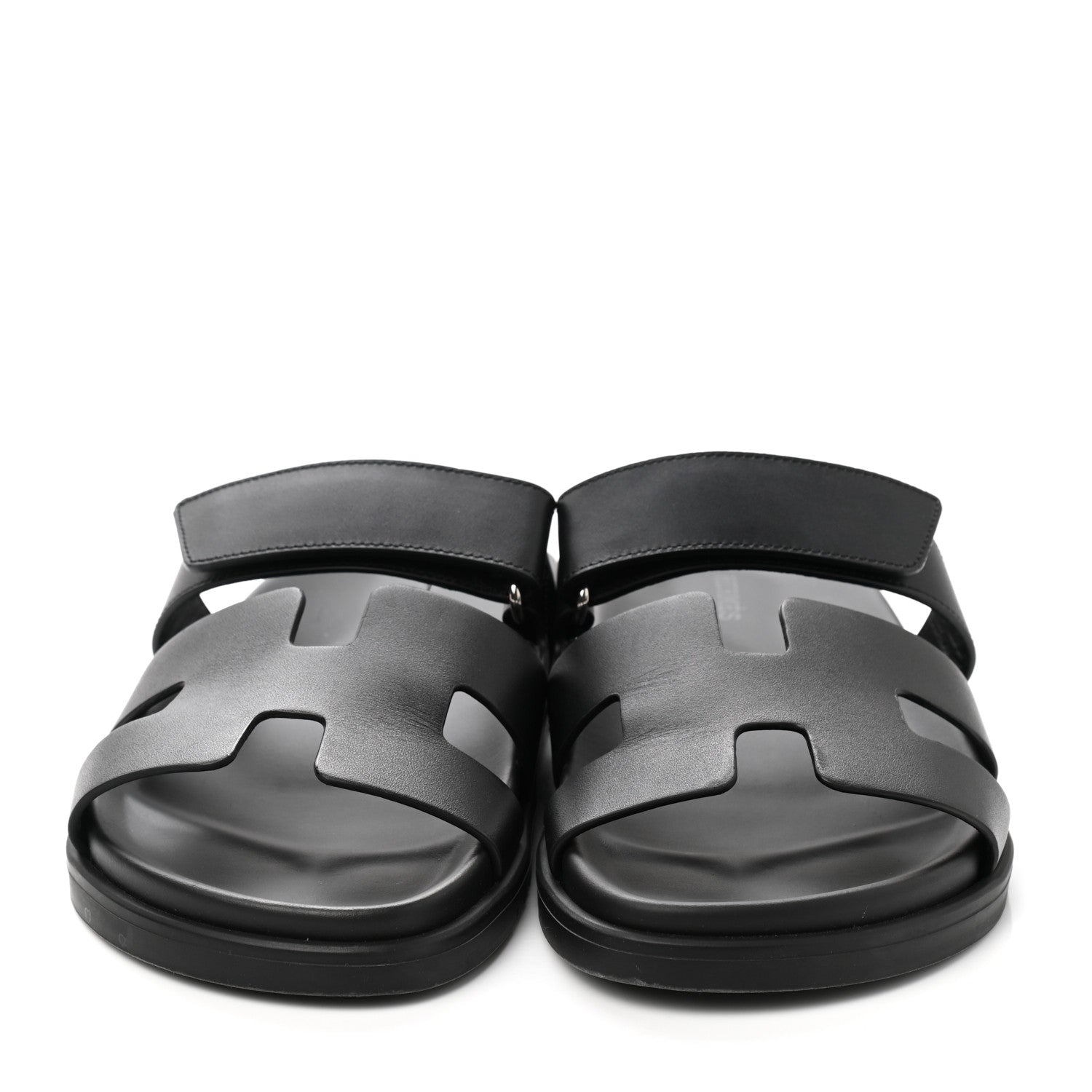 Hermes Calfskin Womens Chypre Sandals 38.5 Black 2 of 12