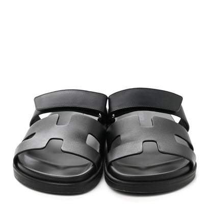 Hermes Calfskin Womens Chypre Sandals 38.5 Black 2 of 12
