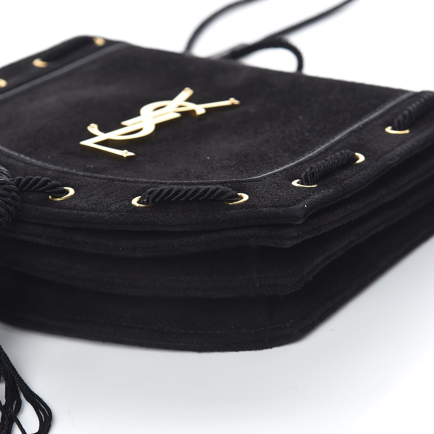 Suede Medium Monogram Fetish Satchel Black