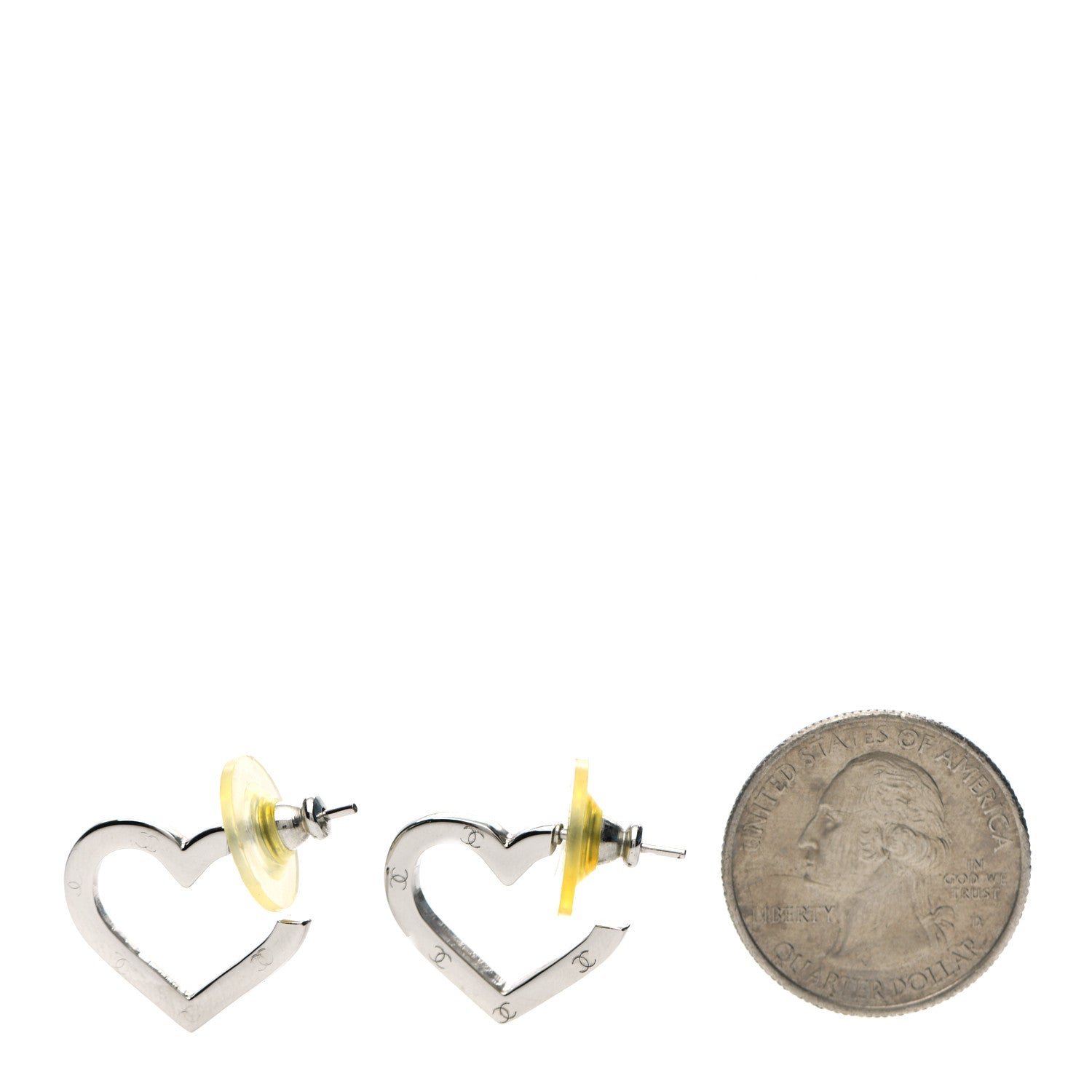 Chanel Heart CC Earrings Silver 2 of 3