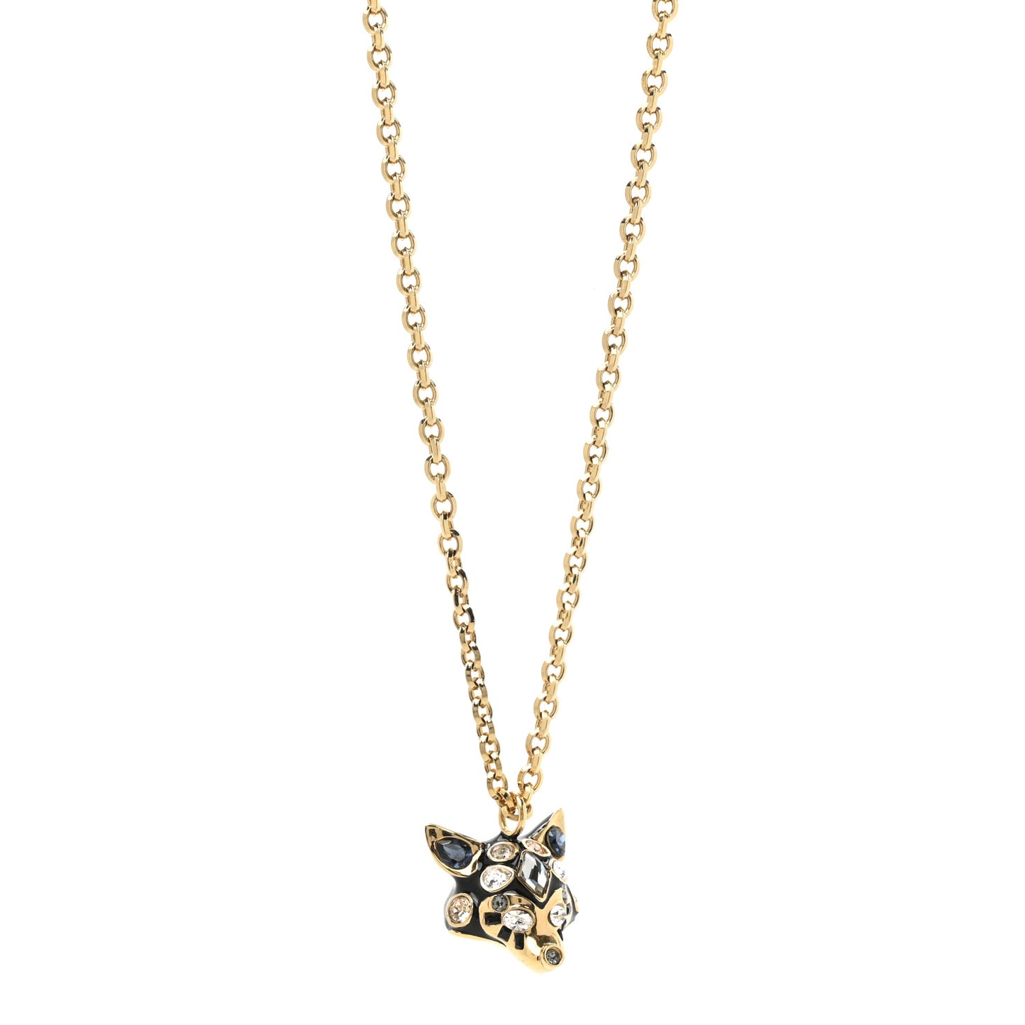 Crystal Fox Necklace Gold Black