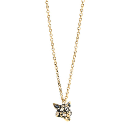 Christian Dior Crystal Fox Necklace Gold Black 1 of 6