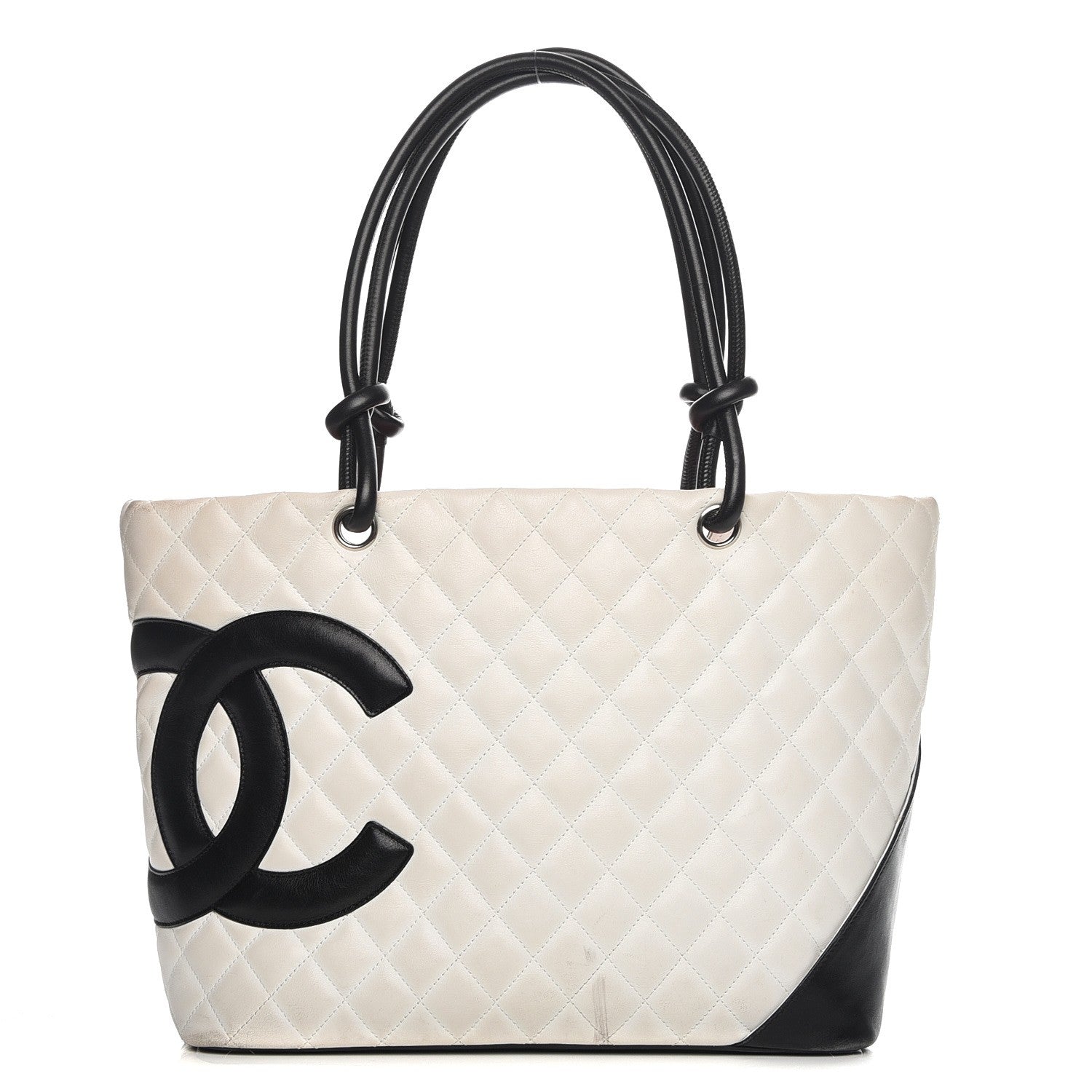 Chanel Calfskin Quilted Large Cambon Tote White Black 1 of 13