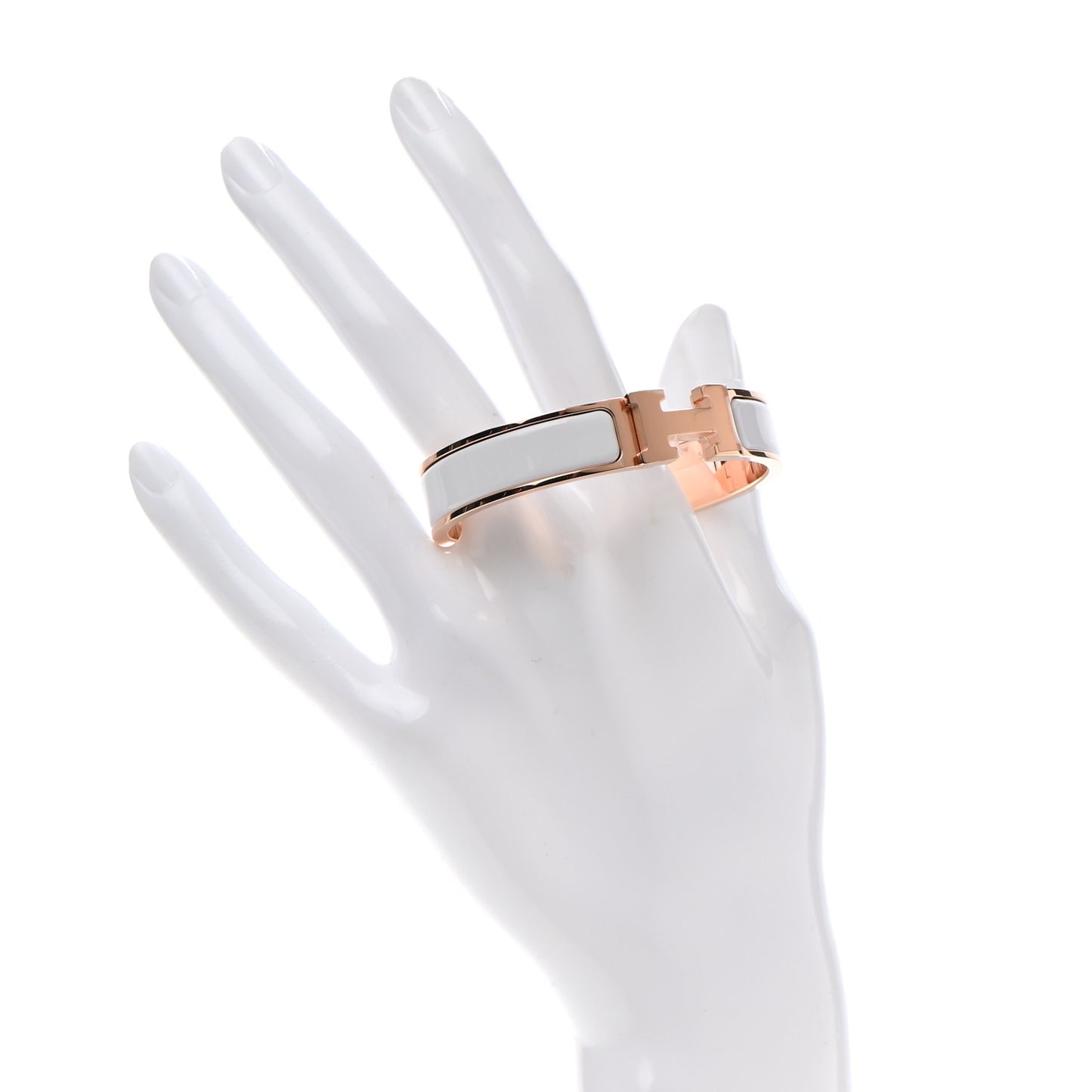 Enamel Narrow Clic Clac H Bracelet PM White