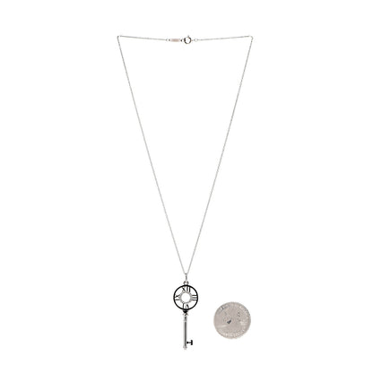 Tiffany 18K White Gold Diamond Atlas Key Pendant Necklace 3 of 8