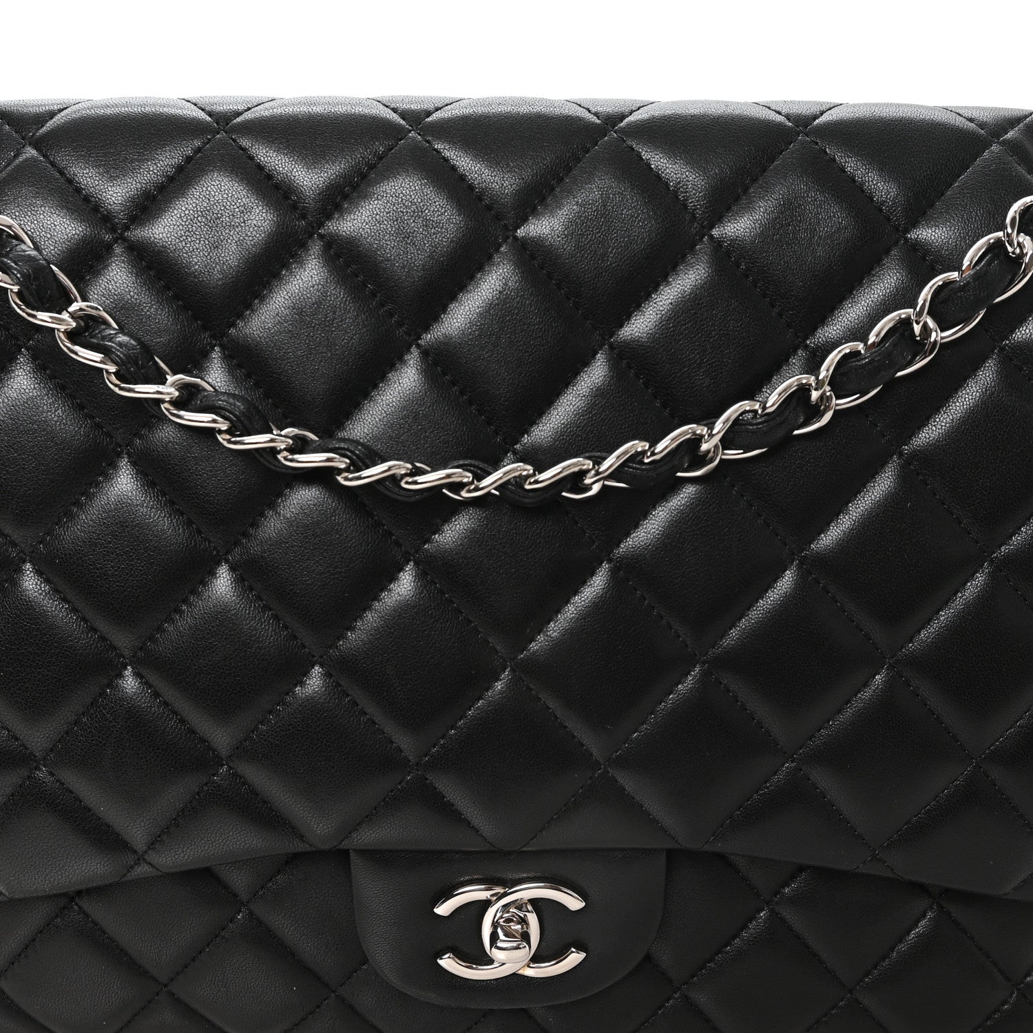 Chanel Lambskin Quilted Maxi Single Flap Black 8 of 10