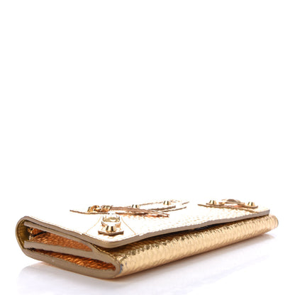 Balenciaga Laminated Calfskin Classic Gold Hardware Money Wallet Gold 4 of 7