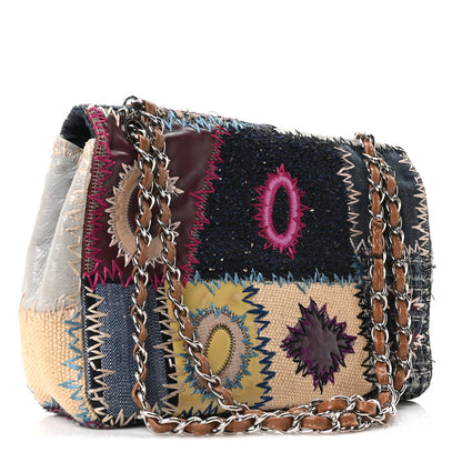 Chanel Denim Tweed Patchwork Jumbo Single Flap Multicolor 3 of 10