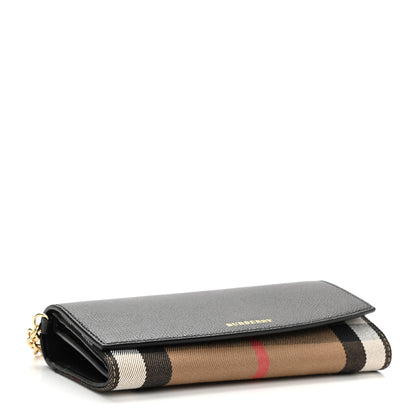 Burberry Grainy Calfskin House Check Henley Wallet On Chain Black 4 of 9
