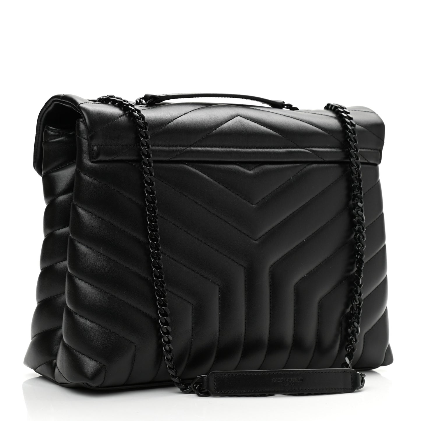 Calfskin Y Quilted Monogram Medium Loulou Chain Satchel Black