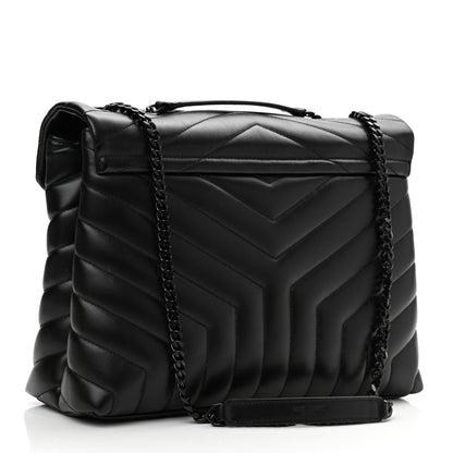 Saint Laurent Calfskin Y Quilted Monogram Medium Loulou Chain Satchel Black 3 of 9