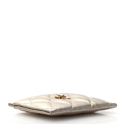 Chanel Metallic Aged Calfskin Quilted Reissue Card Holder Light Gold 4 of 9