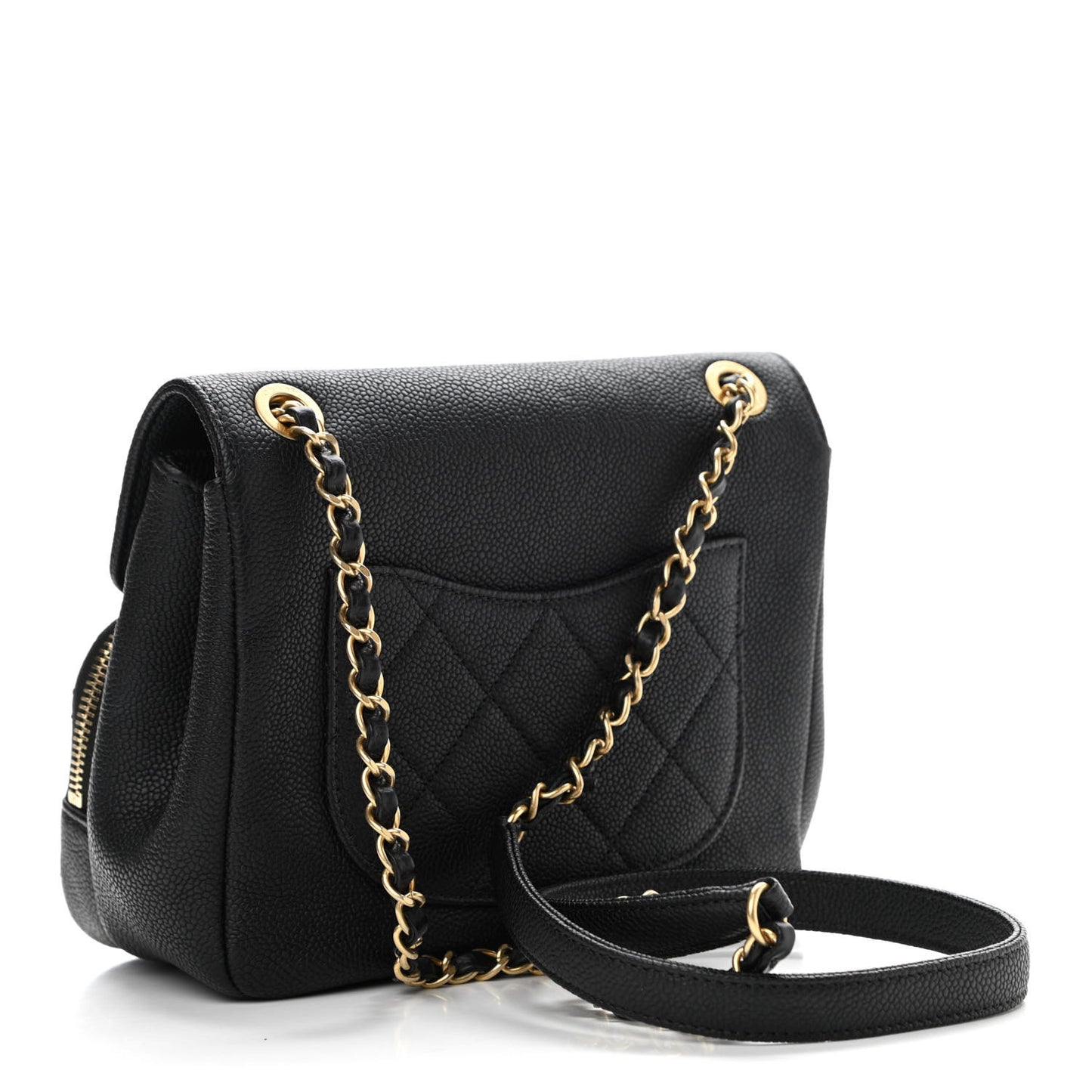 Caviar Quilted Small Business Affinity Messenger Flap Black