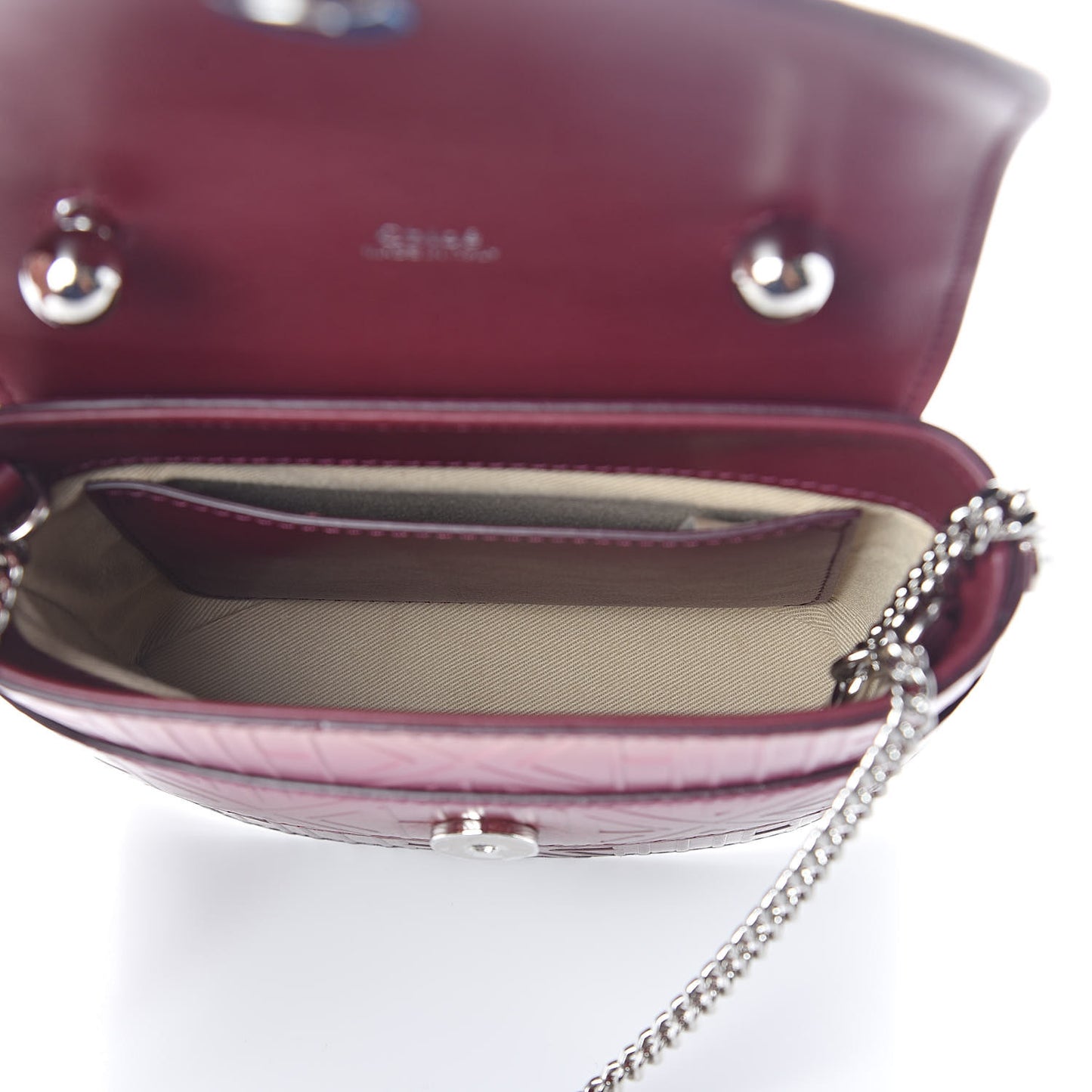 Calfskin Embossed Small Aby Lock Brown Purple