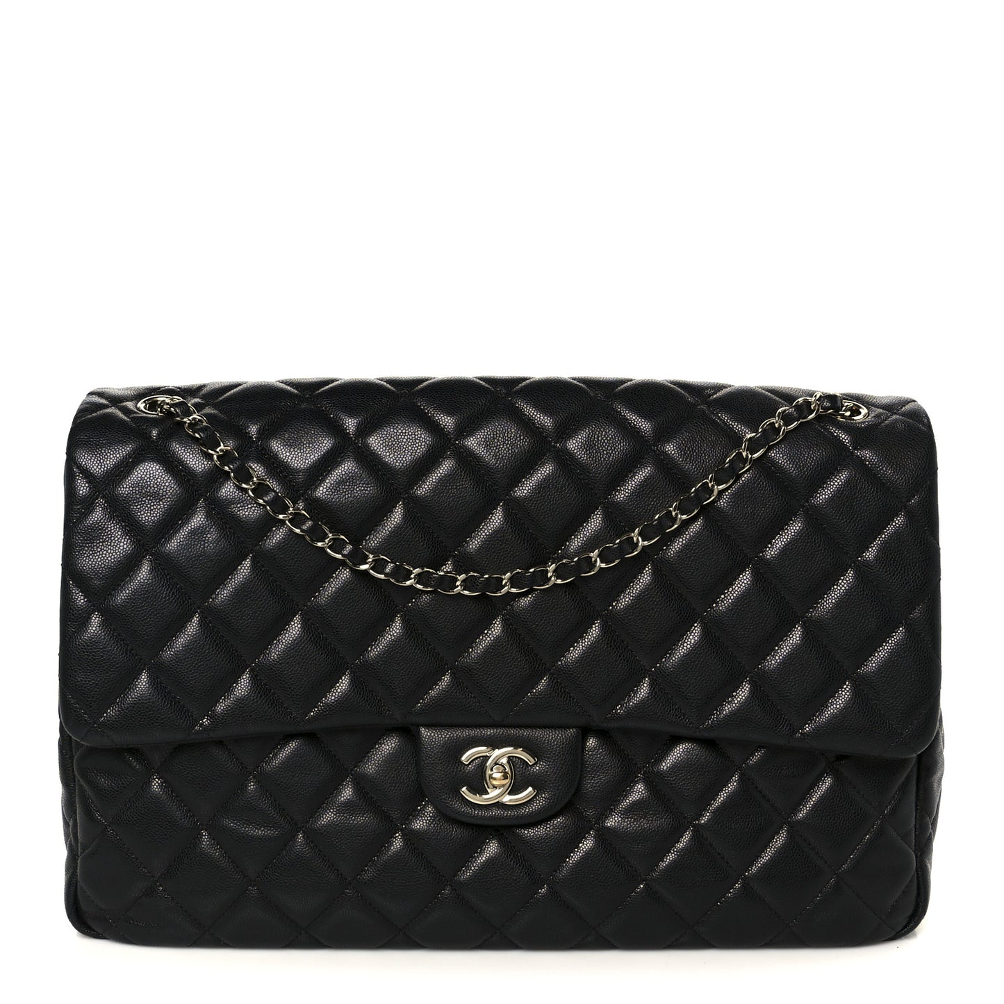 Caviar Quilted XXL Travel Flap Bag Black