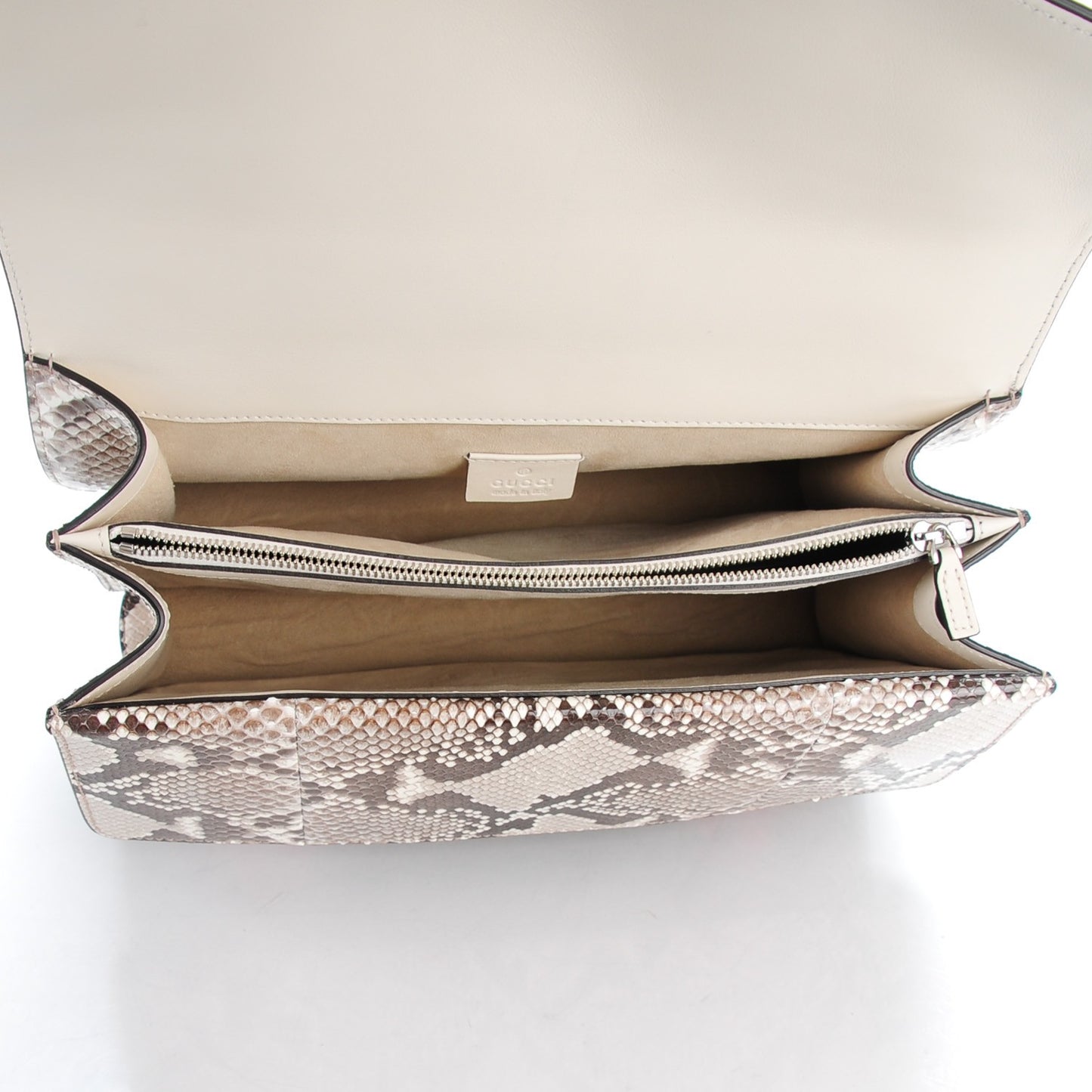 GG Supreme Monogram Python Flower Embroidered Medium Dionysus Shoulder Bag Beige Orange