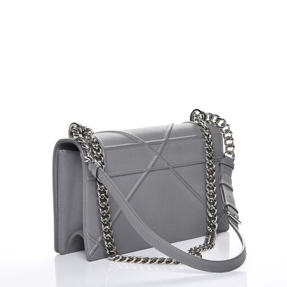 Christian Dior Grained Calfskin Medium Diorama Flap Bag Gris 3 of 8