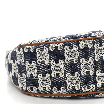 Celine Canvas Calfskin Ava Triomphe Shoulder Bag Blue 9 of 10