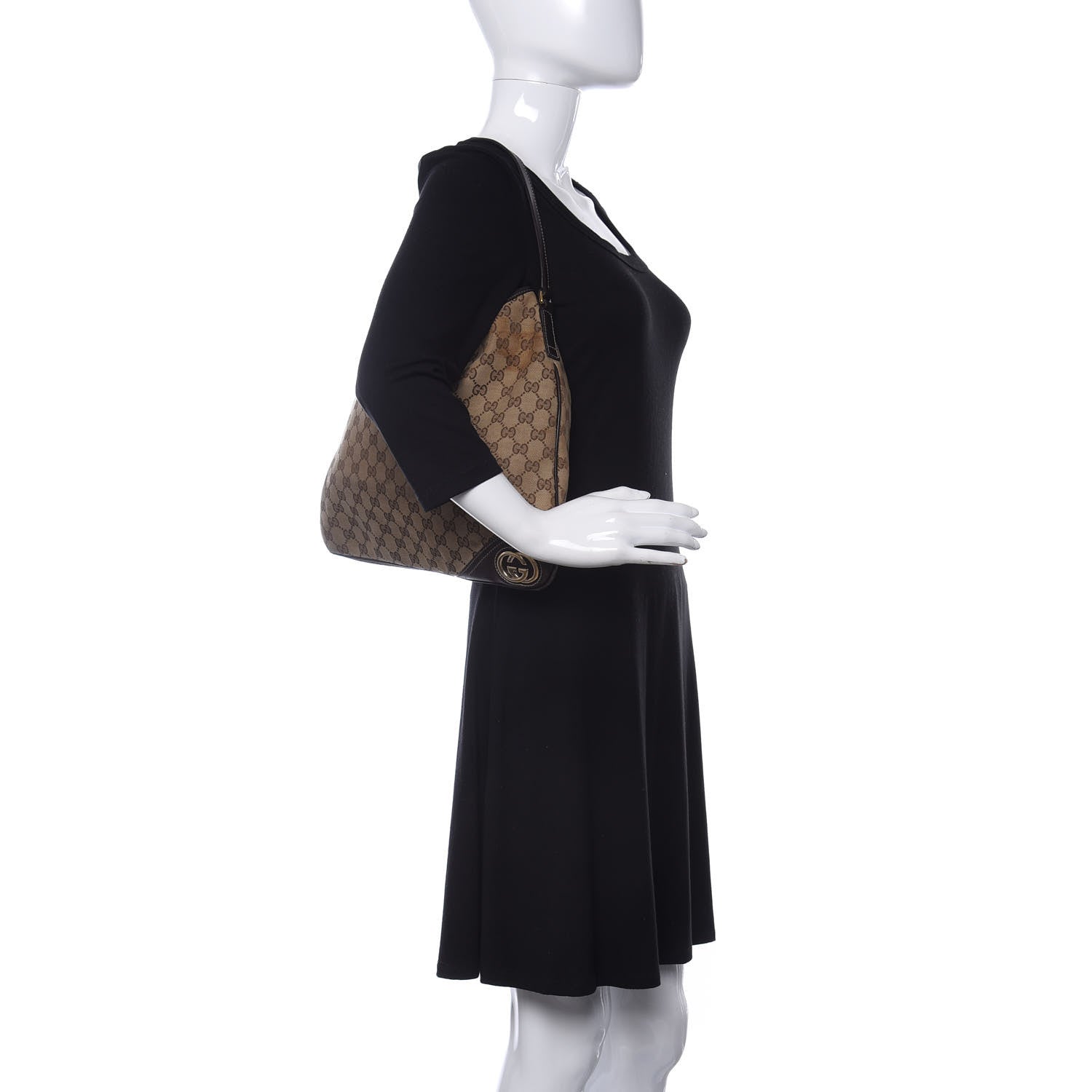 Gucci Monogram Medium New Britt Hobo Dark Brown 2 of 13