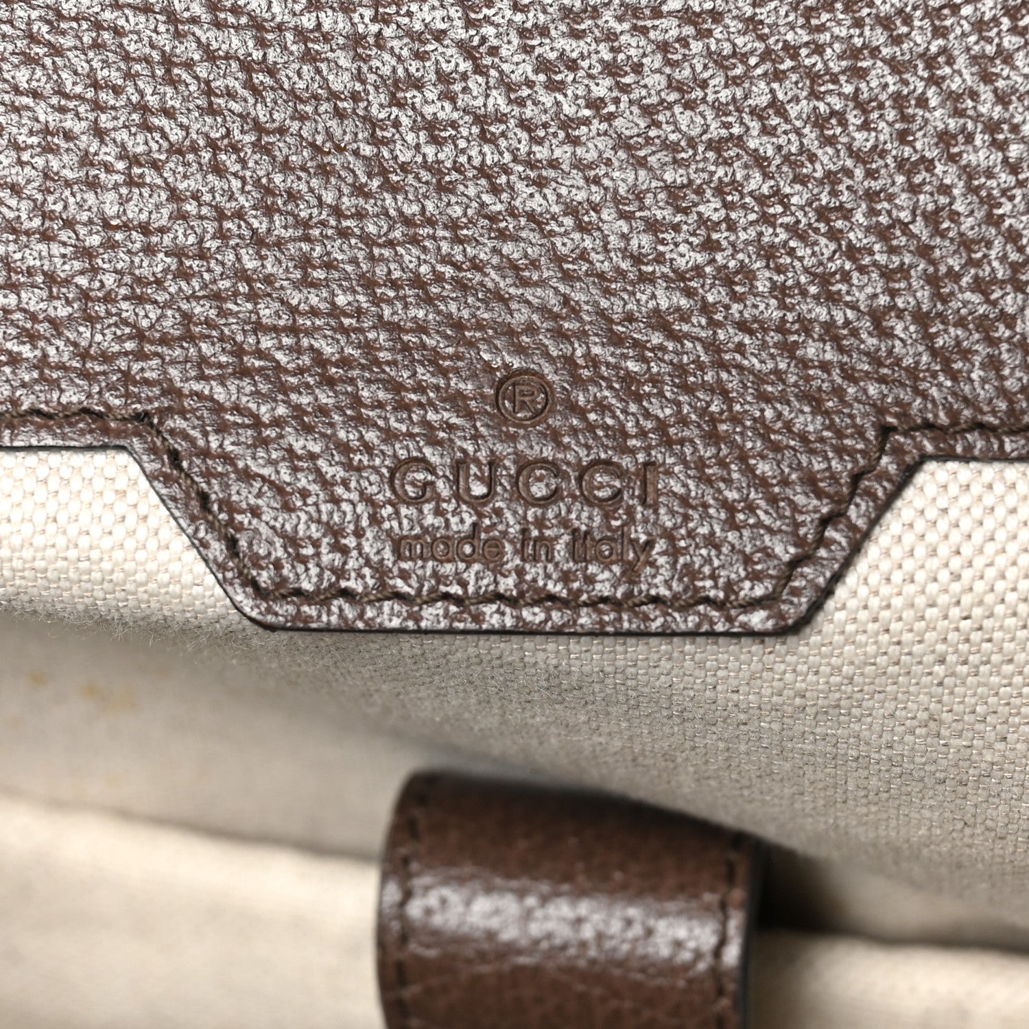 Gucci Monogram Jumbo GG Textured Dollar Calfskin Web Double Buckle Backpack Camel Ebony New Acero 6 of 9