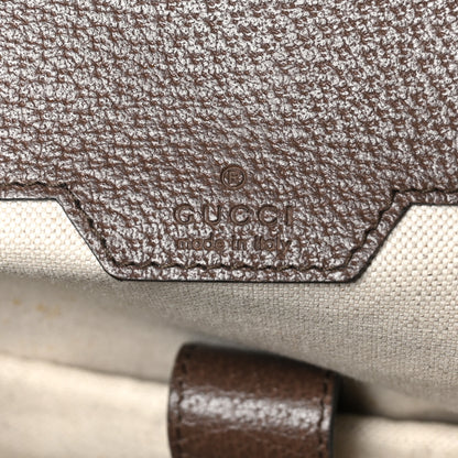Gucci Monogram Jumbo GG Textured Dollar Calfskin Web Double Buckle Backpack Camel Ebony New Acero 6 of 9