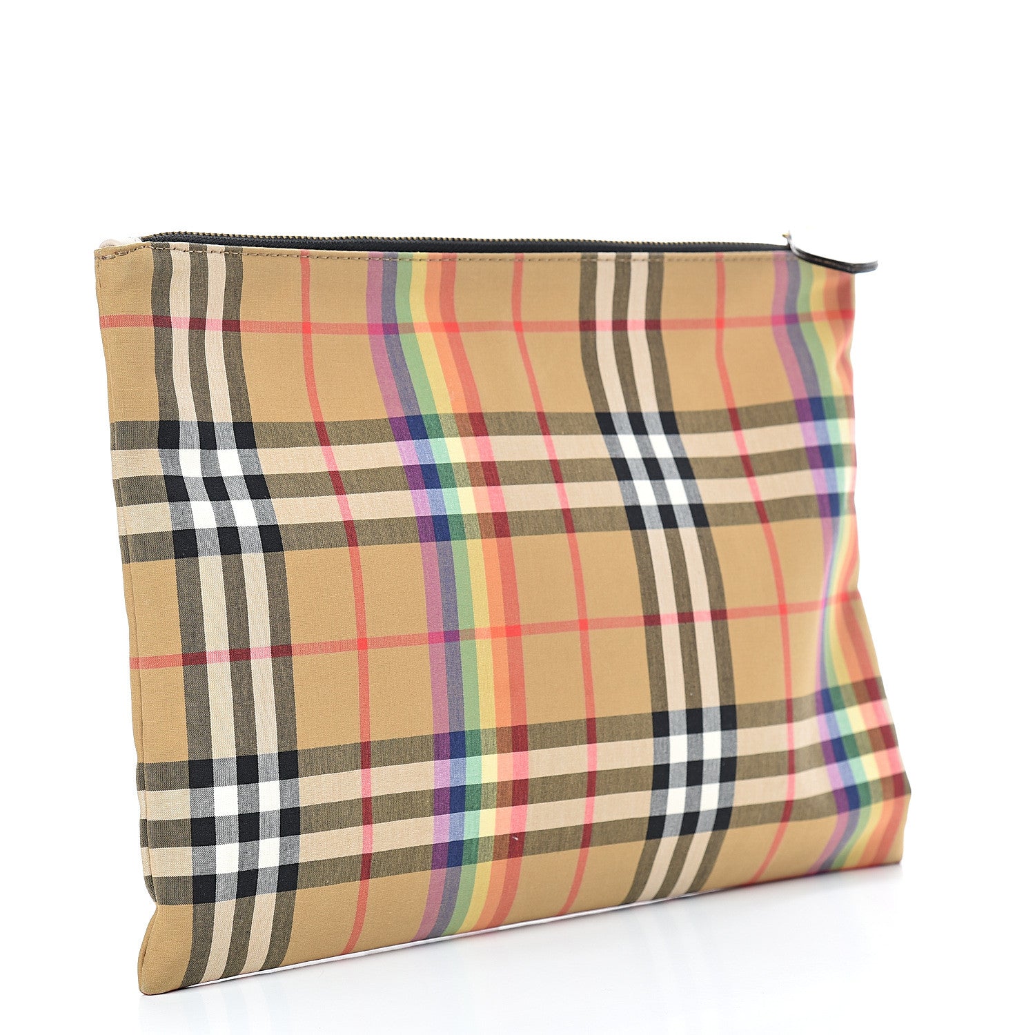 Burberry Vintage Rainbow Check Zip Pouch Antique Yellow 2 of 7