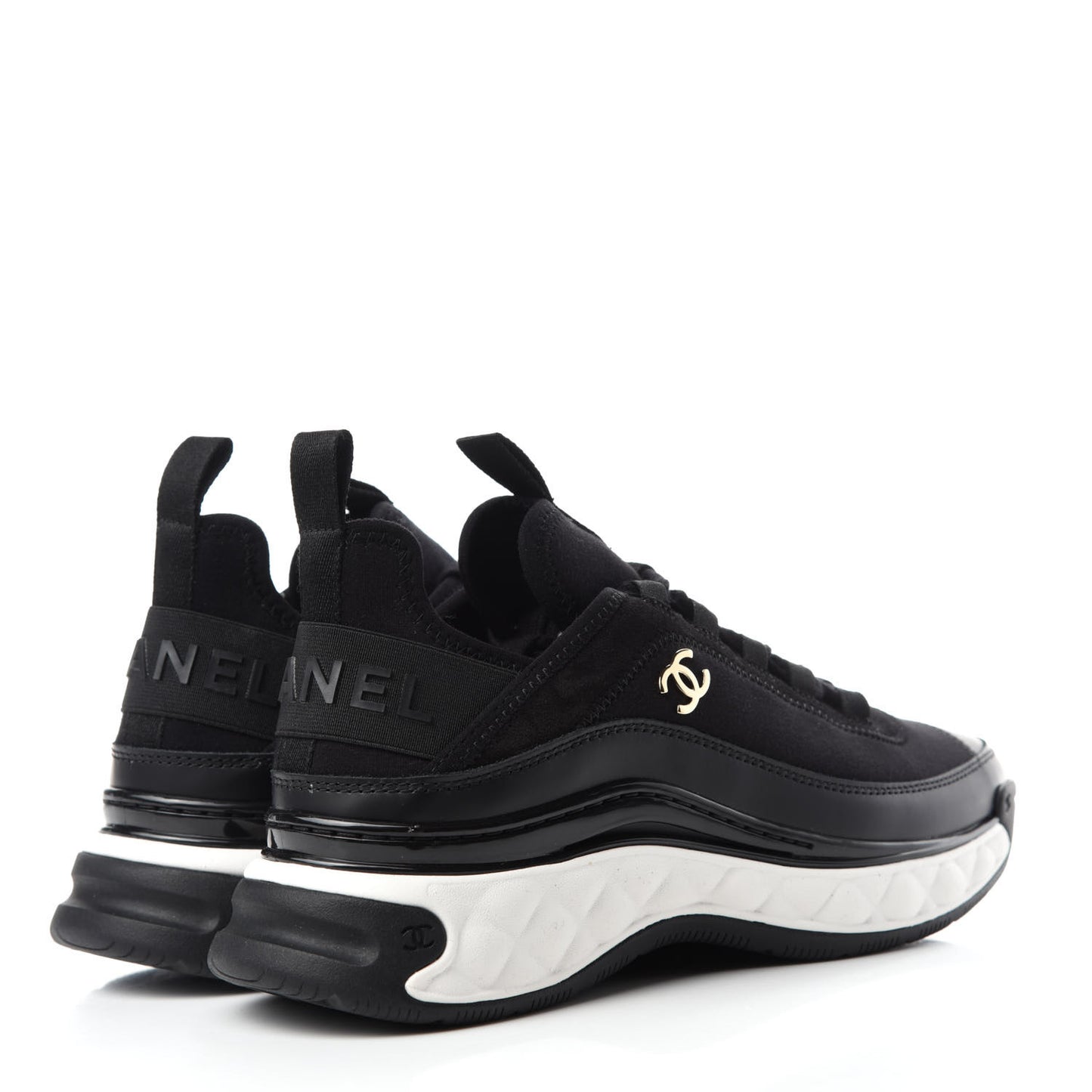 Velvet Calfskin Mixed Fibers CC Sneakers 36.5 Black