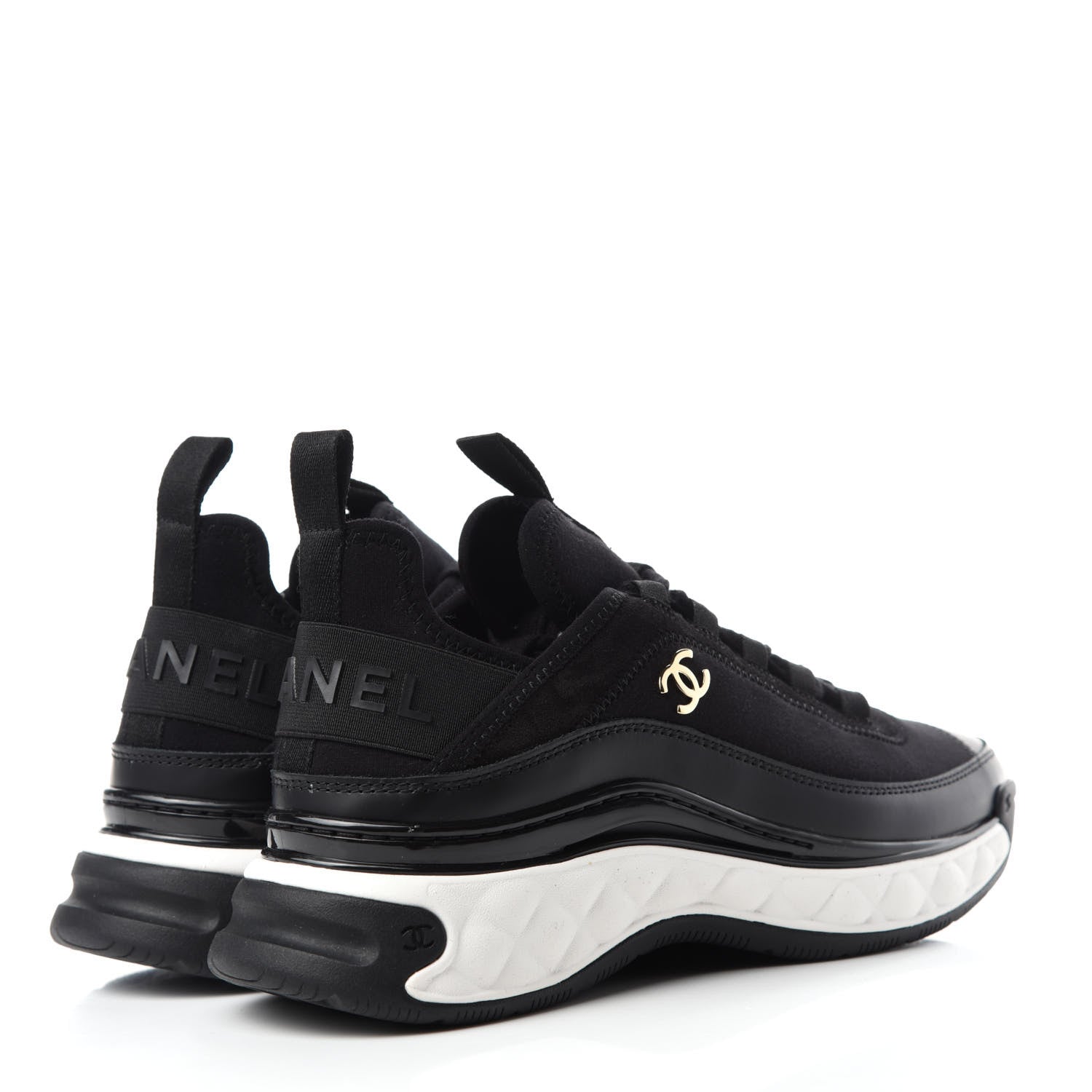 Chanel Velvet Calfskin Mixed Fibers CC Sneakers 36.5 Black 4 of 8