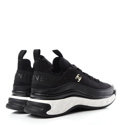Chanel Velvet Calfskin Mixed Fibers CC Sneakers 36.5 Black 4 of 8