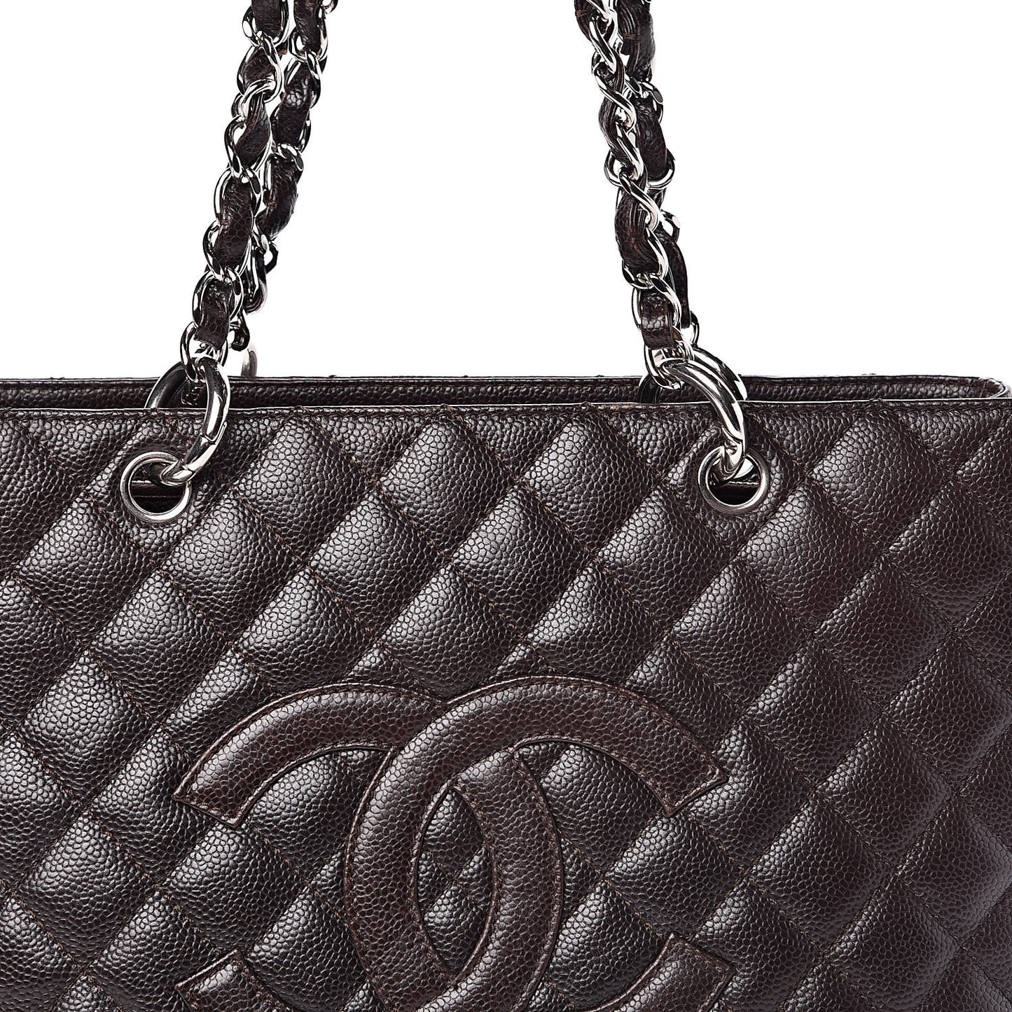 Caviar Quilted Grand Shopping Tote GST Dark Brown