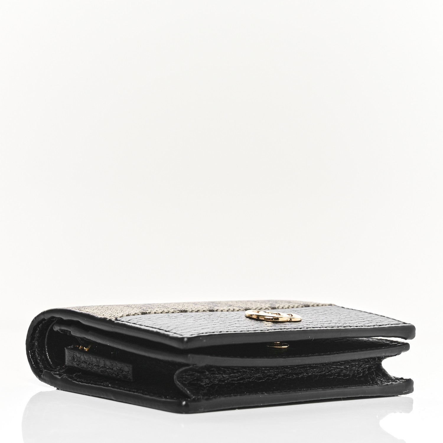 Gucci Dollar Calfskin GG Supreme Monogram GG Marmont Card Case Black Beige Ebony 4 of 7