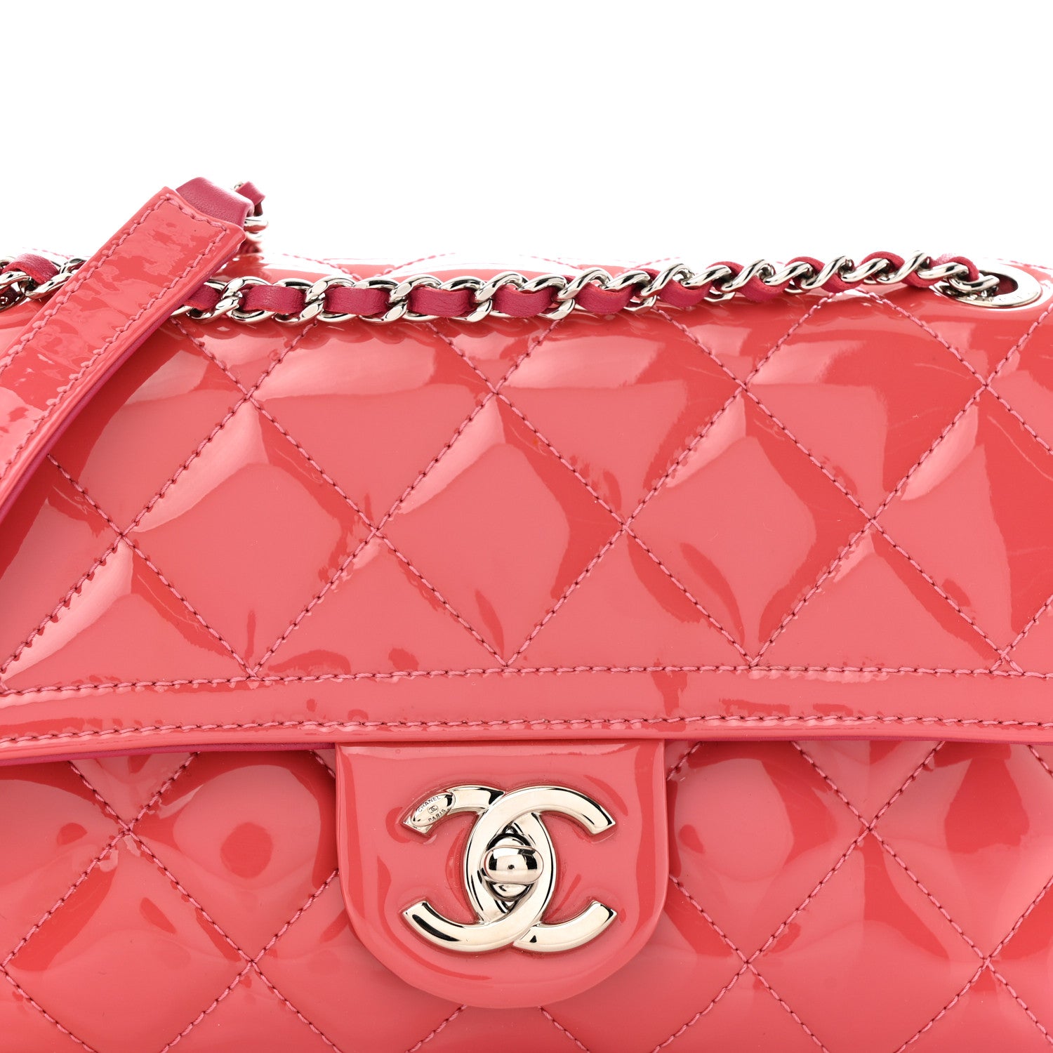 Chanel Patent Quilted Small Coco Shine Flap Pink 8 of 13