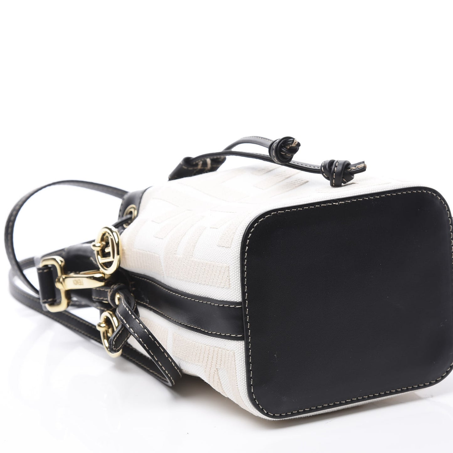 Canvas Vitello King F is Fendi FF Embroidered Mini Mon Tresor Bucket Bag Grezzo Black