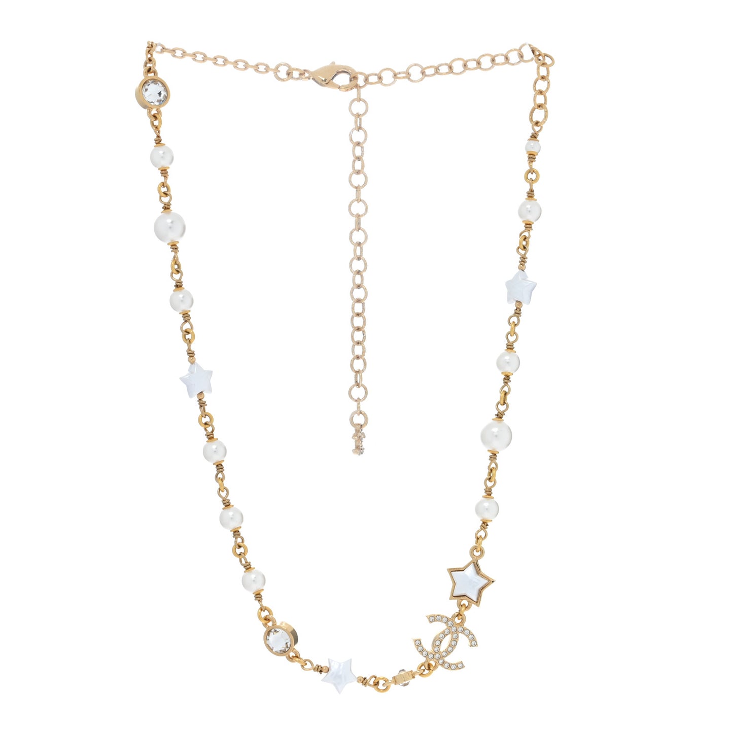 Metal Crystal Pearl CC Star Gold Pearly White