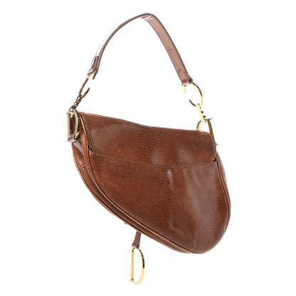 Christian Dior Lizard Saddle Bag Brown 3 of 15