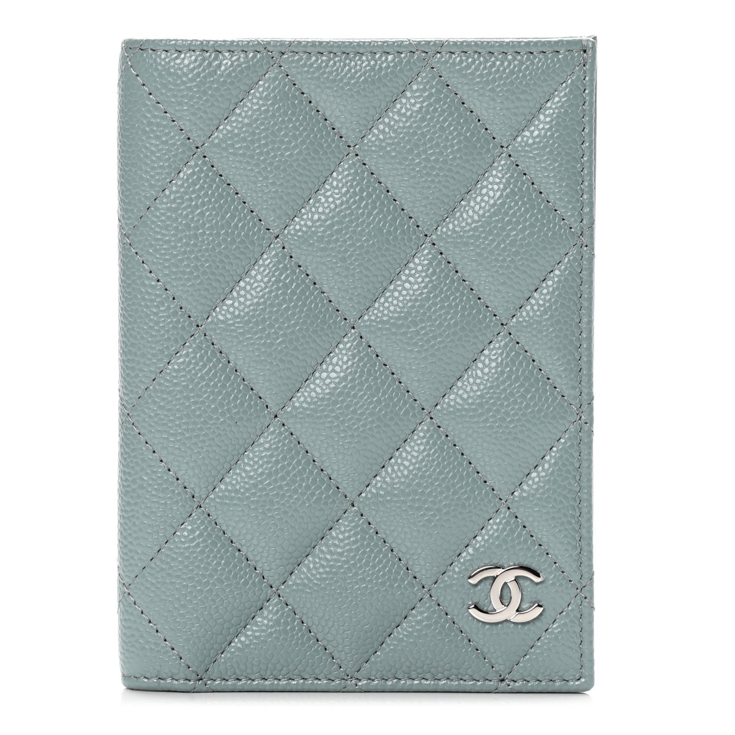 Caviar Quilted Passport Holder Blue