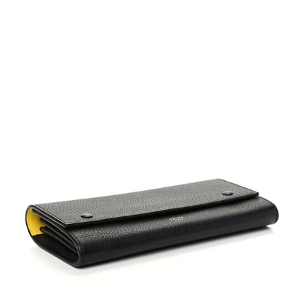 Celine Drummed Calfskin Large Multifunction Flap Wallet Black 4 of 9