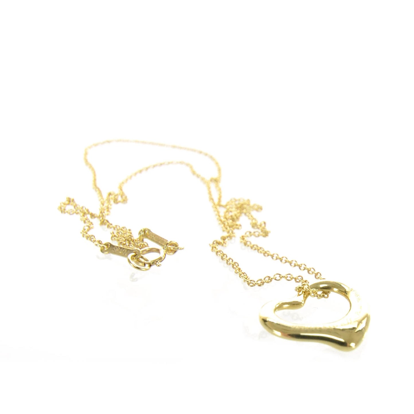 18k Gold Open Heart Pendant Elsa Peretti Necklace