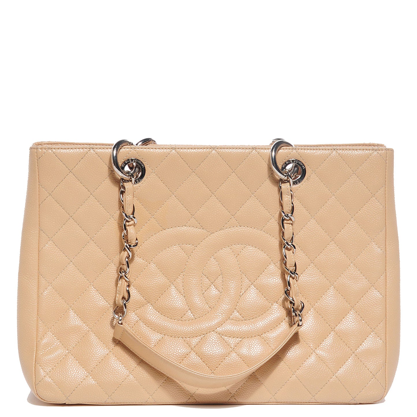 Caviar Quilted Grand Shopping Tote GST Beige Clair
