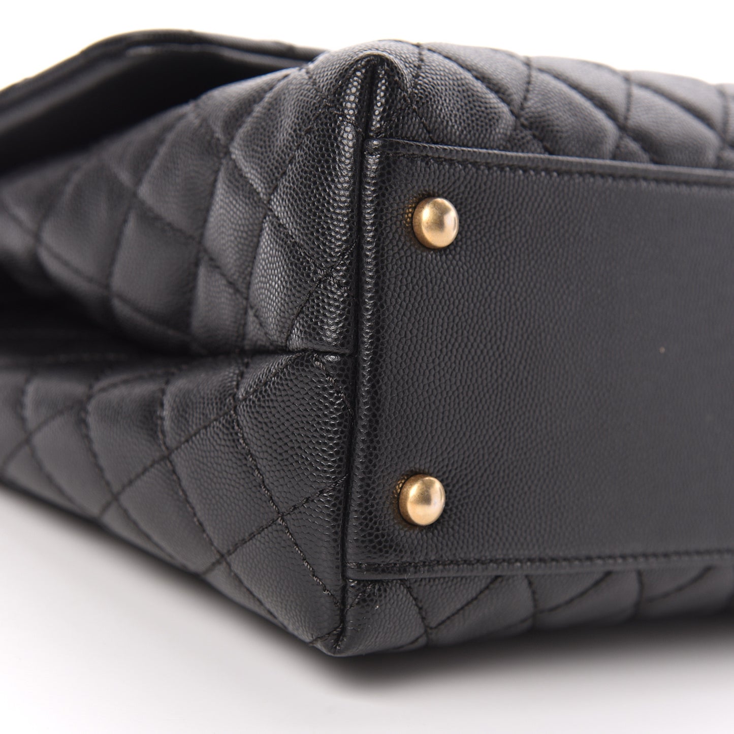 Caviar Quilted Medium Coco Handle Flap Black