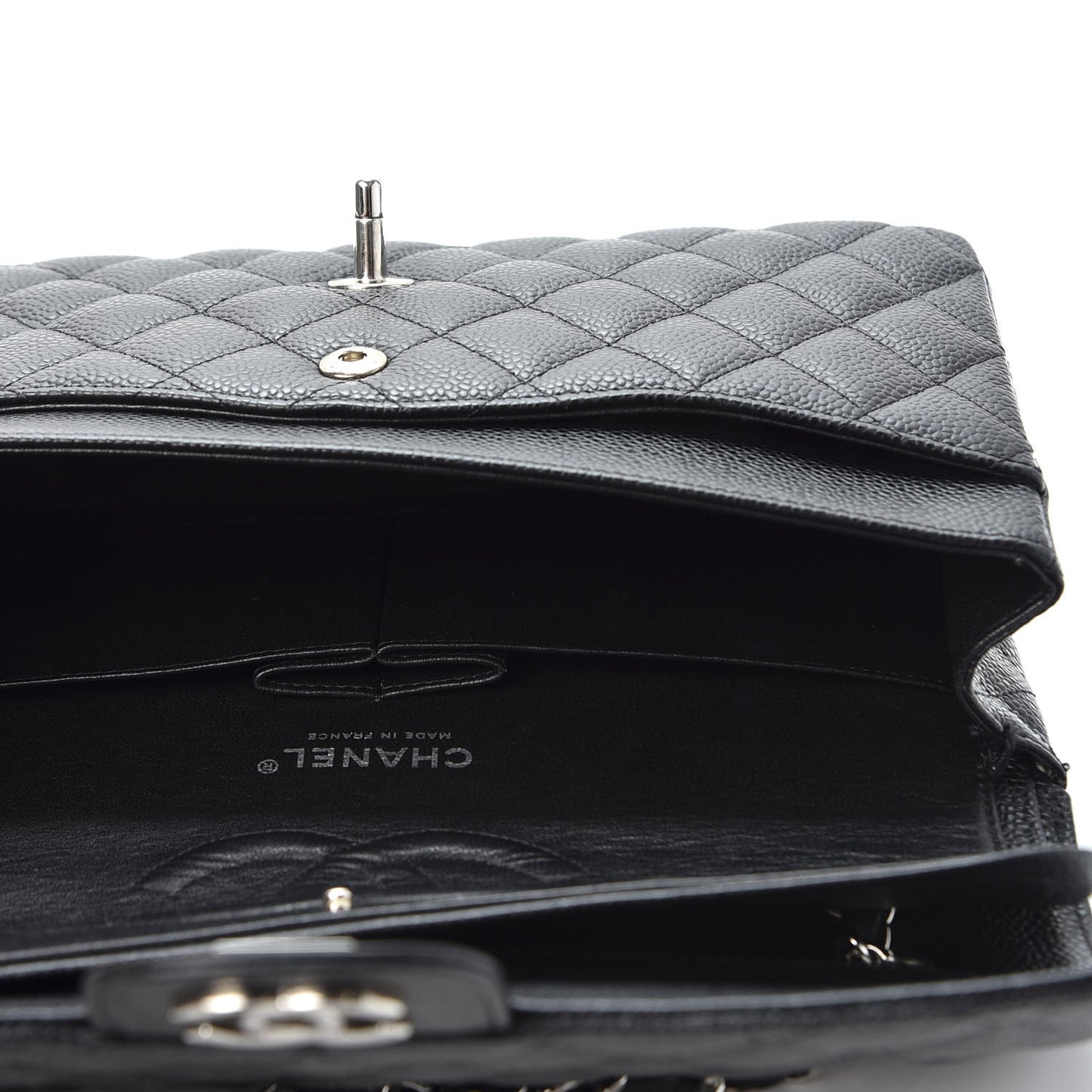 Caviar Quilted Medium Double Flap Black