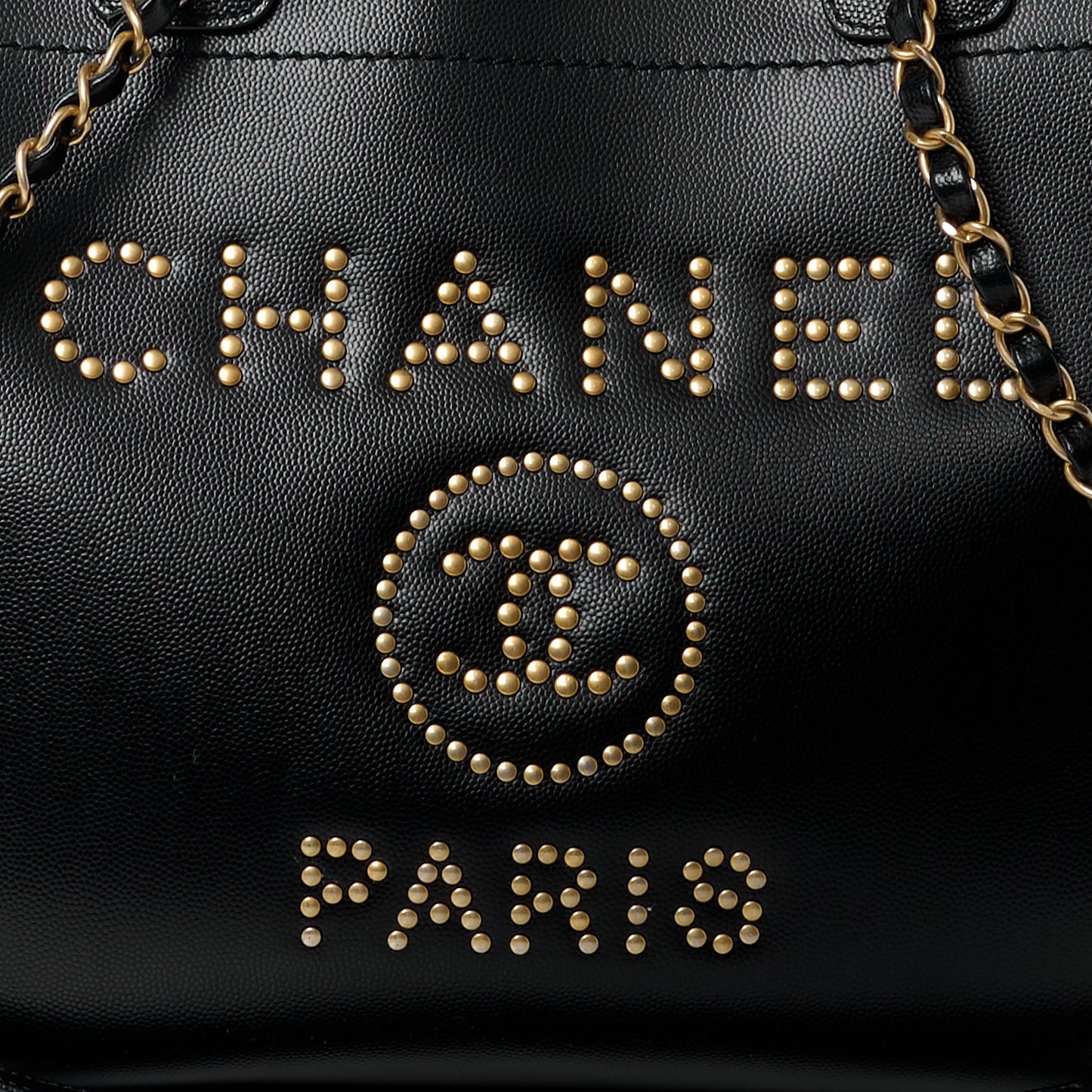 Caviar Small Studded Deauville Tote Black