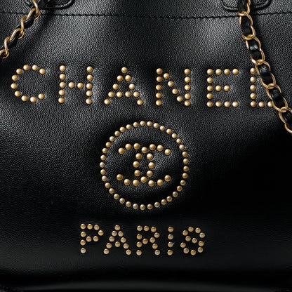 Chanel Caviar Small Studded Deauville Tote Black 9 of 15