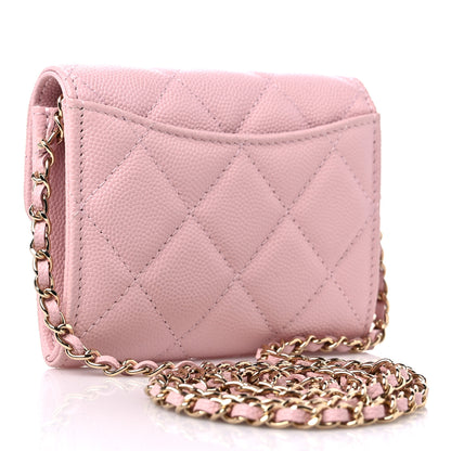 Chanel Caviar Quilted Flap Card Holder On Chain Light Pink 3 of 9