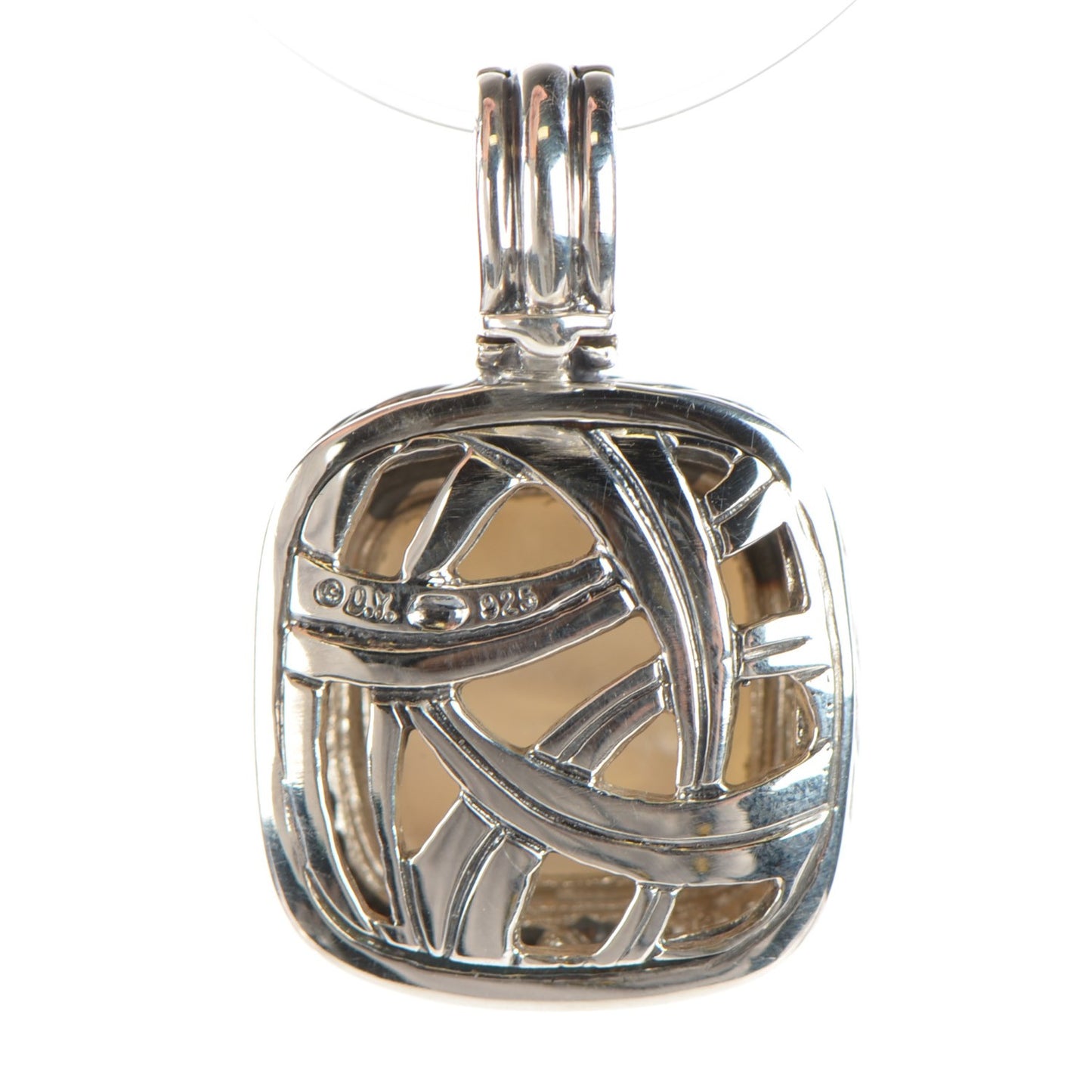 Sterling Silver Diamond Mother of Pearl 14mm Albion Enhancer Pendant