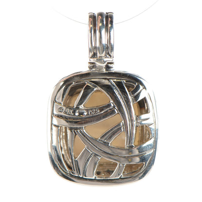 David Yurman Sterling Silver Diamond Mother of Pearl 14mm Albion Enhancer Pendant 3 of 4