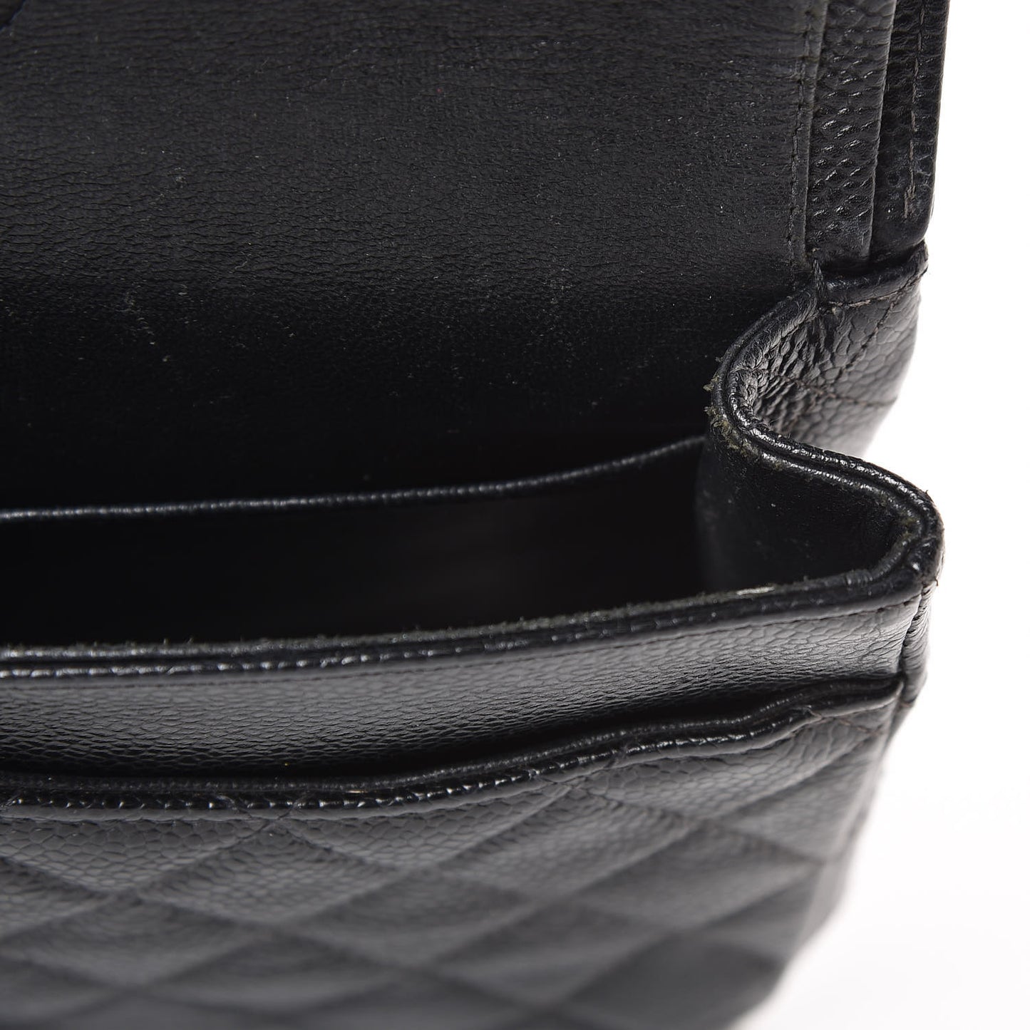 Caviar Quilted Medium Double Flap Black