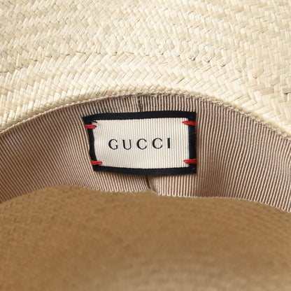 Gucci Raffia Ribbon Striped Panama Hat 59 Natural 4 of 7