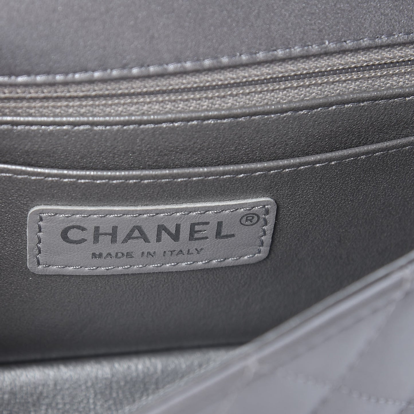 Metallic Lambskin Quilted Mini Rectangular Flap Silver