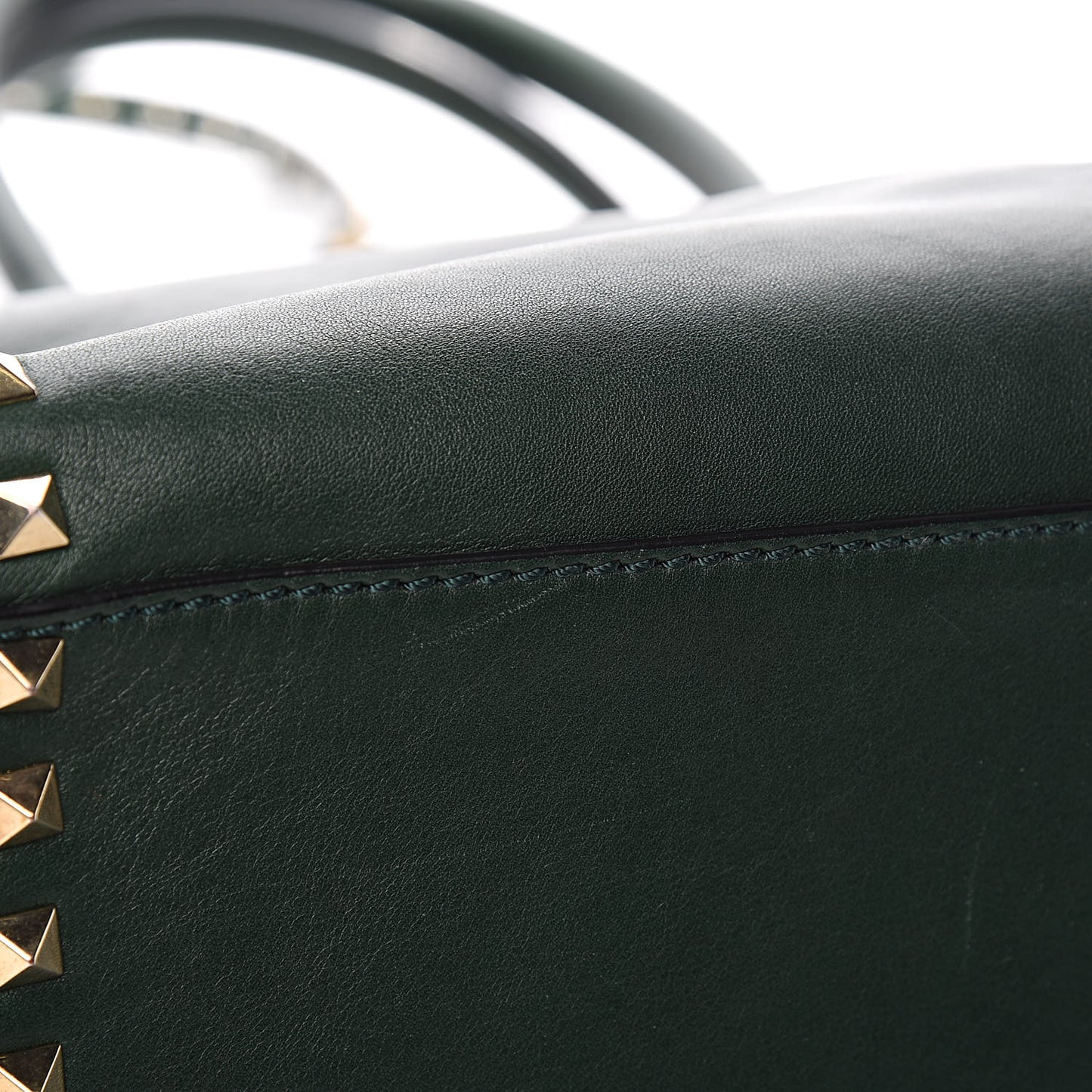 Vitello Rockstud Double Handle Tote Green